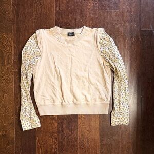 fab'rik Cream and Floral Long Sleeve Top